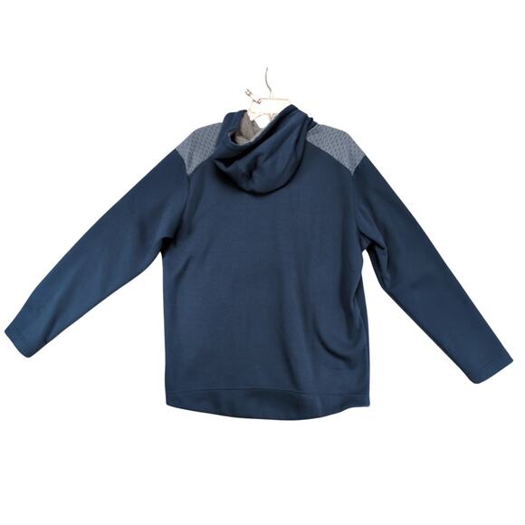 Adidas Golf 1/4 Zip Tech Hoodie Men's L Pullover Navy Gray Fleece Performance - Picture 2 of 10